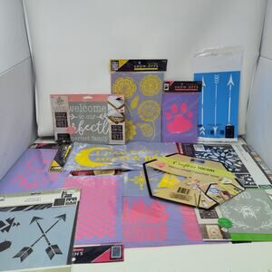 12X Stencils Lot Flowers Hearts Folk Nautical Southwest Bee Papercraft Scrapbook